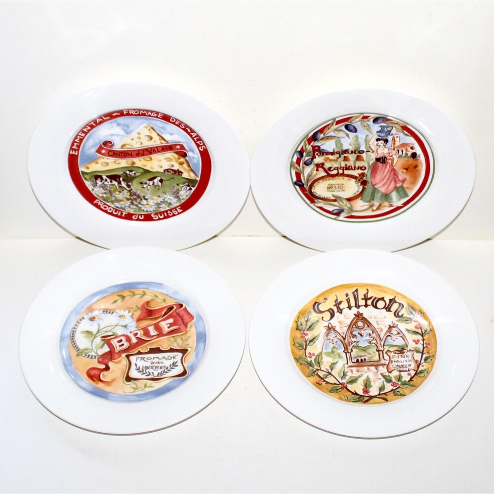 Restoration Hardware set 4 Classic Cheese salad Plates 7.75” white vintage